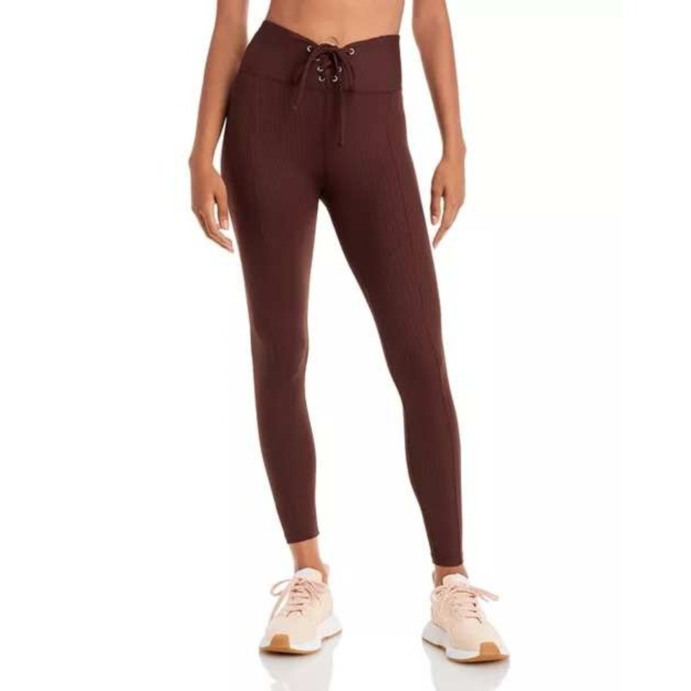 Year of Ours Ribbed Football Lace Up Leggings Brown size small NWOT